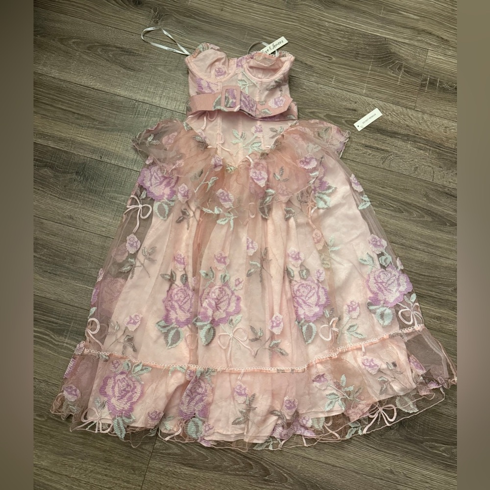 FOR LOVE & LEMONS Emmeline Embroidery Ruffle Midi Dress Size XS NWT - Picture 12 of 17